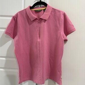 Eddie Bauer Pink Zip Polo Shirt Preppy Tennis Women's Large